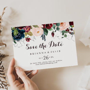 Waterverf geïllustreerd Herfst Horizontal Wedding Save The Date