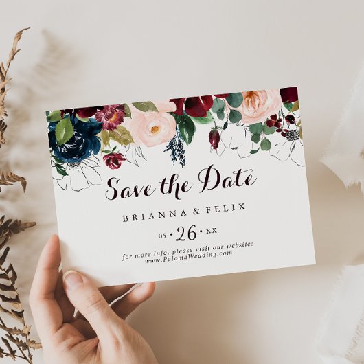 Waterverf geïllustreerd Herfst Horizontal Wedding Save The Date