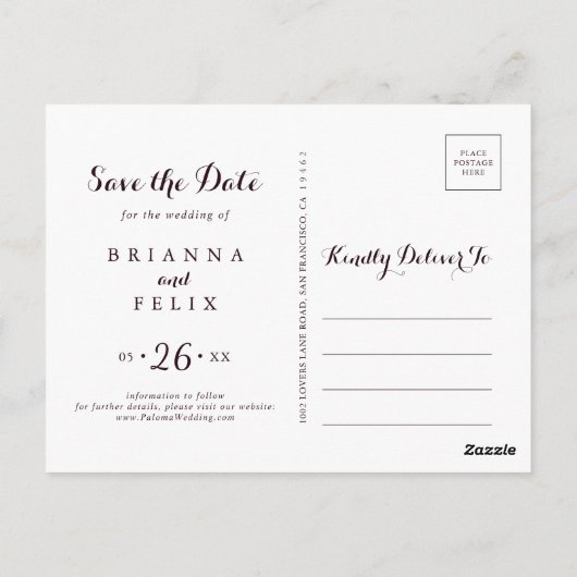 Waterverf Geïllustreerd Horizontaal Sla de datum o Briefkaart (Achterkant)