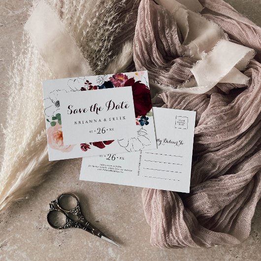 Waterverf Geïllustreerd Horizontaal Sla de datum o Briefkaart