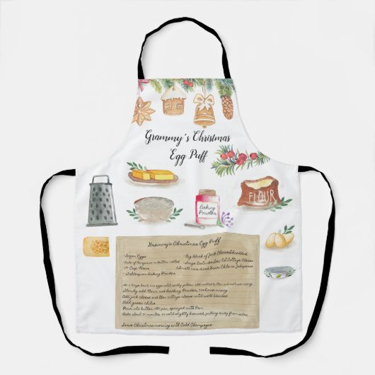Waterverf geïllustreerd Recipe Heirloom Apron Schort (Voorkant)