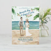 Waterverf geïllustreerd uitnodiging voor het huwel (Staand voorkant)