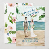 Waterverf geïllustreerd uitnodiging voor het huwel (Voorkant / Achterkant)