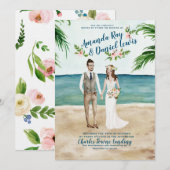 Waterverf geïllustreerd uitnodiging voor het huwel (Voorkant / Achterkant)