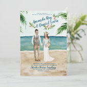 Waterverf geïllustreerd uitnodiging voor het huwel (Staand voorkant)