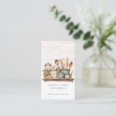 Waterverf Geïllustreerde Cook's Table Chef Cateraa Visitekaartje (Staand voorkant)