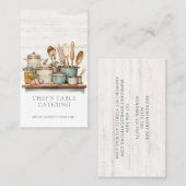 Waterverf Geïllustreerde Cook's Table Chef Cateraa Visitekaartje (Voorkant / Achterkant)