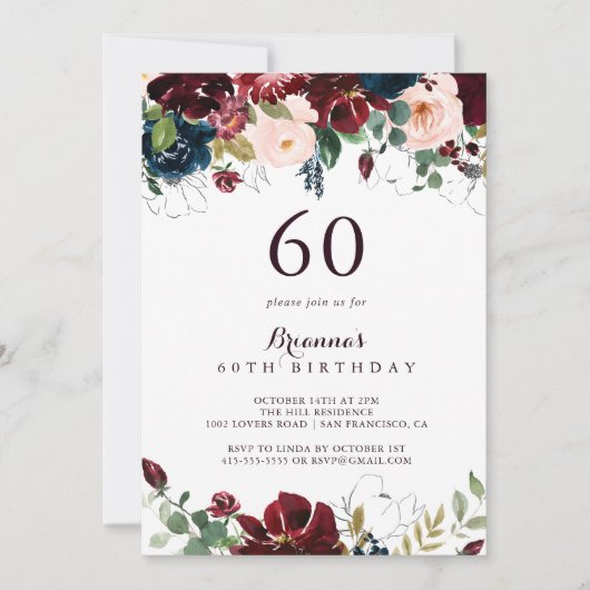 Waterverf Geïllustreerde Herfst 60e Verjaardagsfee Kaart (Voorkant)