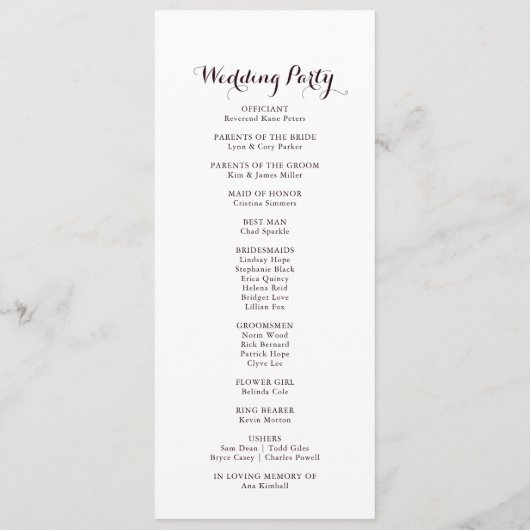 Waterverf Geïllustreerde Herfst Bloemen Trouwprogr Programmakaart (Achterkant)