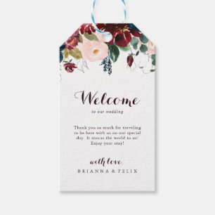 Waterverf Geïllustreerde Herfst Bloemenbruiloft We Cadeaulabel