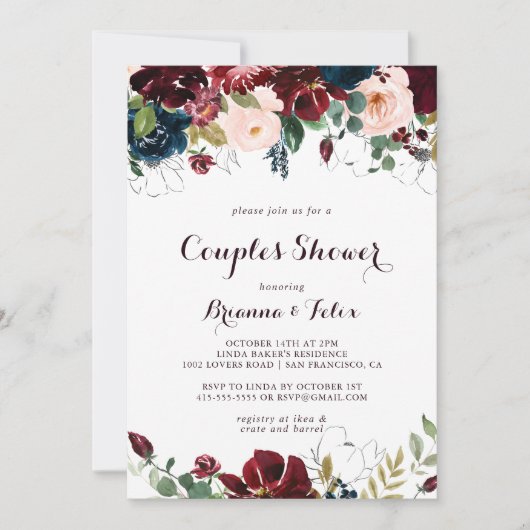 Waterverf Geïllustreerde Herfst Bloemenkoppels Dou Kaart (Voorkant)