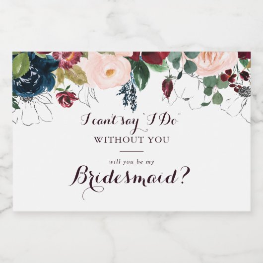 Waterverf geïllustreerde Herfst bruidsmeisje voors Sparkling Wijnetiket (Enkel label)