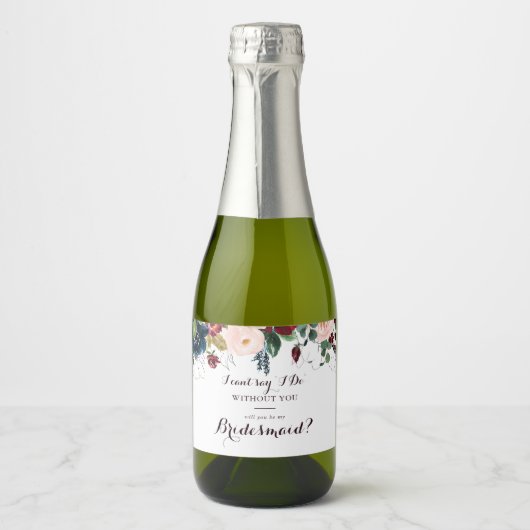 Waterverf geïllustreerde Herfst bruidsmeisje voors Sparkling Wijnetiket (Voorkant)
