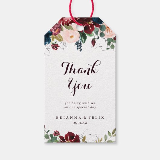 Waterverf geïllustreerde herfst bruiloft dank u cadeaulabel (Voorkant)