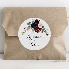 Waterverf geïllustreerde herfst bruiloft envelop a ronde sticker