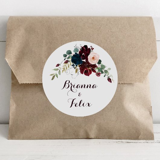 Waterverf geïllustreerde herfst bruiloft envelop a ronde sticker