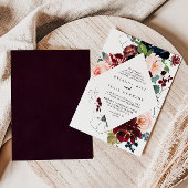 Waterverf geïllustreerde Herfst Floral Diamond Wed Kaart