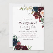 Waterverf geïllustreerde Herfst Floral het huwelij Kaart (Voorkant)