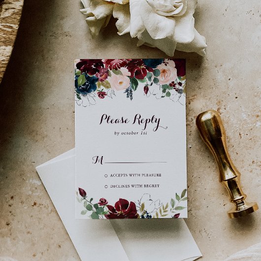 Waterverf Geïllustreerde Herfst Floral RSVP