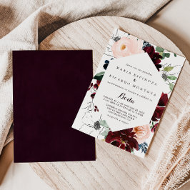 Waterverf geïllustreerde Herfst Floral Spain Weddi Kaart