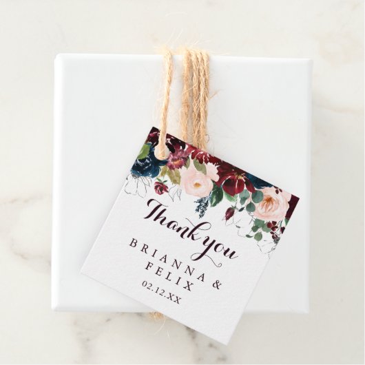 Waterverf geïllustreerde Herfst Floral Wedding Bedankjes Labels (In situ)