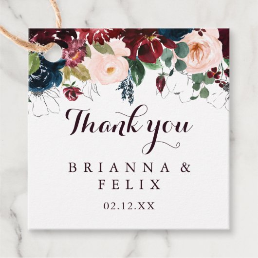 Waterverf geïllustreerde Herfst Floral Wedding Bedankjes Labels (Voorkant)