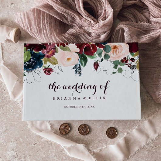 Waterverf geïllustreerde Herfst Floral Wedding Gastenboek