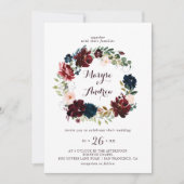 Waterverf Geïllustreerde Herfst Floral Wreath Brui Kaart (Voorkant)