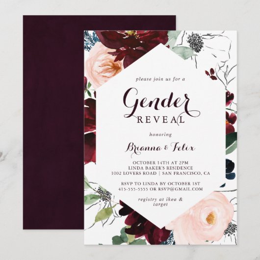 Waterverf Geïllustreerde Herfst Gender Reveal Part Kaart (Voorkant / Achterkant)