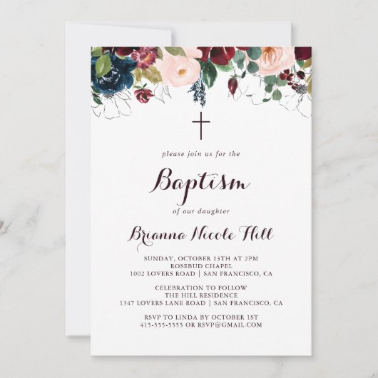 Waterverf Geïllustreerde Herfst Kalligrafie Doop Kaart (Voorkant)