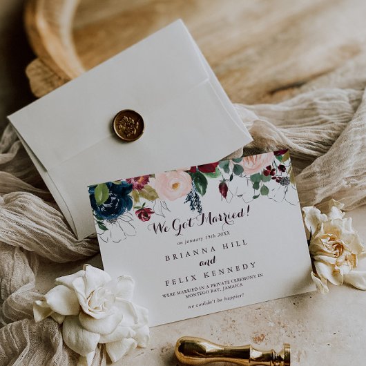 Waterverf Geïllustreerde Herfst Kalligrafie Elopem Aankondiging