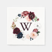 Waterverf Geïllustreerde Herfst Monogram Bruiloft Servet (Voorkant)