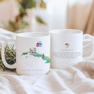 Waterverf geïllustreerde kaart Cuba   Monogram Koffiemok