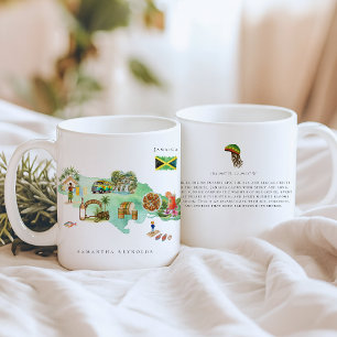 Waterverf geïllustreerde kaart Jamaica   Monogram Koffiemok