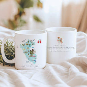Waterverf geïllustreerde kaart Peru   Monogram Koffiemok