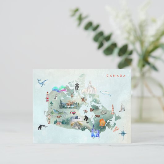 Waterverf geïllustreerde kaart van Canada Art (Staand voorkant)