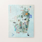 Waterverf geïllustreerde kaart van Canada Art Legpuzzel (Verticaal)