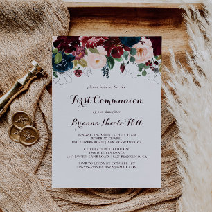 Waterverf Geïllustreerde kalligrafie Eerste Commun Kaart