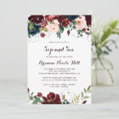 Waterverf Geïllustreerde Kalligrafie Sip and See Kaart (Staand voorkant)