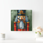 Waterverf geïllustreerde kerst notenkraker vierkante klok (Huis)