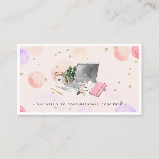 Waterverf geïllustreerde persoonlijke conciërge Lo Visitekaartje (Voorkant)