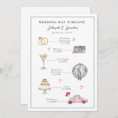 Waterverf geïllustreerde trouwdag programmakaart (Voorkant / Achterkant)