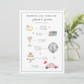 Waterverf geïllustreerde trouwdag programmakaart (Staand voorkant)