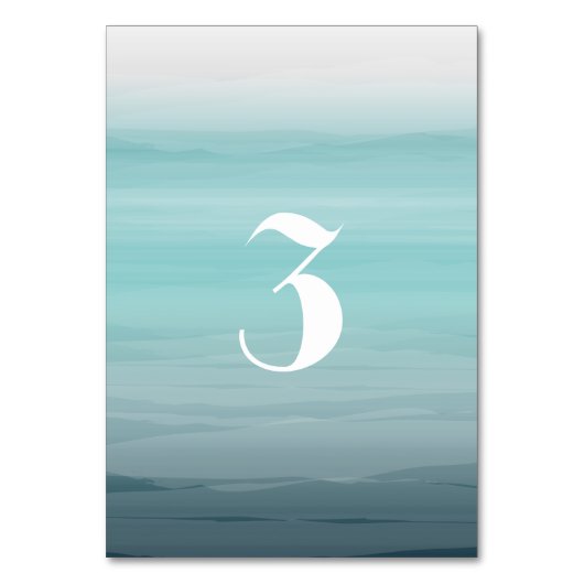 Waterverf Geïnspireerd Blauwgroen ombre Wedding Kaart (Voorkant)