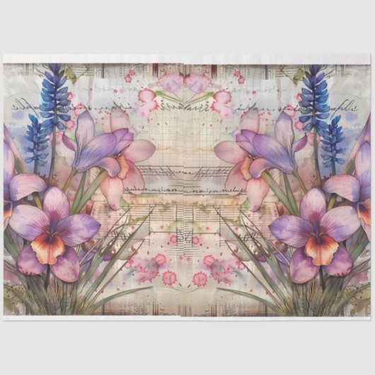 Waterverf Geïnspireerd Bloemen Decoupage Tissuepapier (Voorkant)