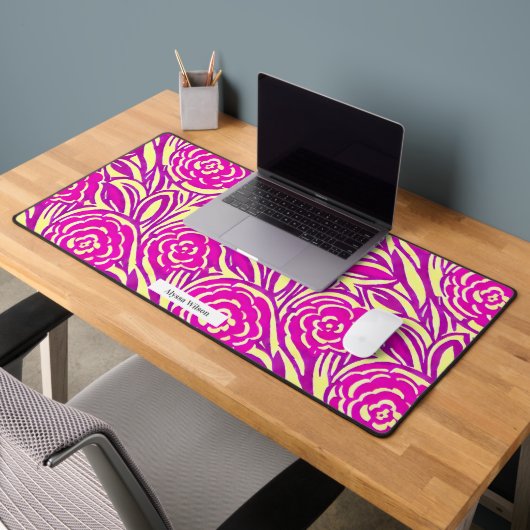 Waterverf Geïnspireerd Hot Pink Rozen Pattern Bureaumat (Kantoor 2)