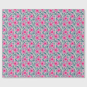 Waterverf geïnspireerd roze + blauwe botanische fl cadeaupapier (Vlak)