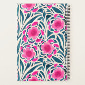 Waterverf geïnspireerd roze + blauwe botanische fl planner (Achterkant)