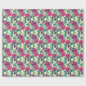 Waterverf geïnspireerd roze + groene botanische fl cadeaupapier (Vlak)