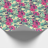Waterverf geïnspireerd roze + groene botanische fl cadeaupapier (Hoek)